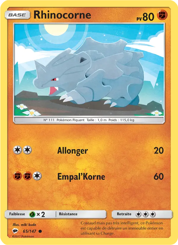 065/147 - Rhinocorne — Carte Pokémon Ombres Ardentes 65/147