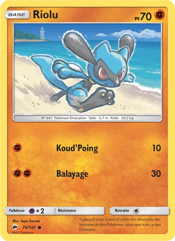 070/147 - Riolu — Carte Pokémon Ombres Ardentes 70/147