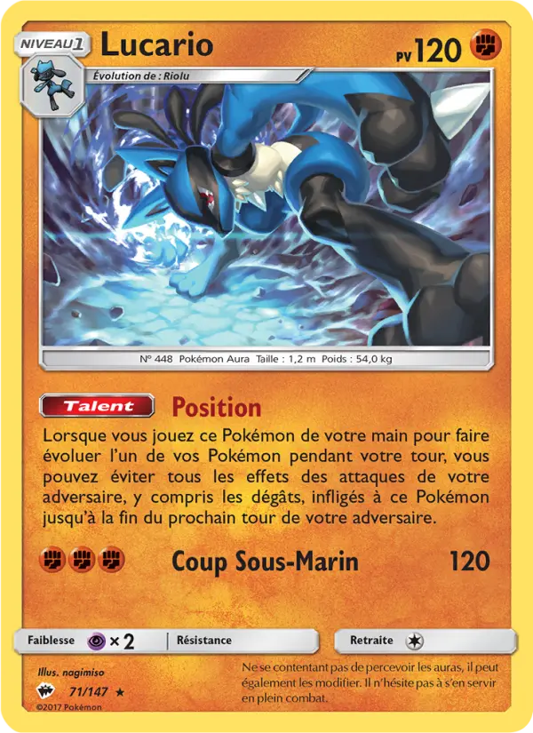 071/147 - Lucario — Carte Pokémon Ombres Ardentes 71/147