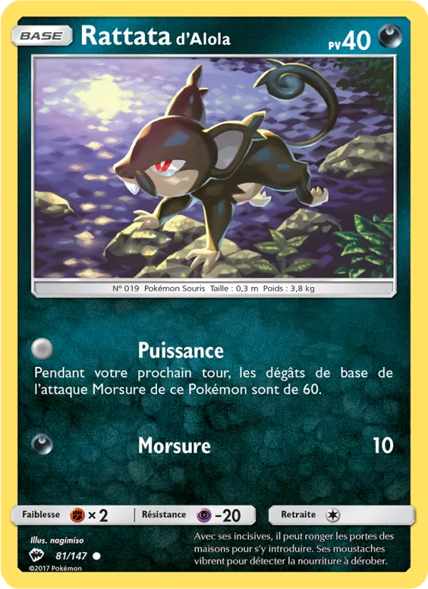 Rattata d’Alola — Carte Pokémon 81 Ombres Ardentes