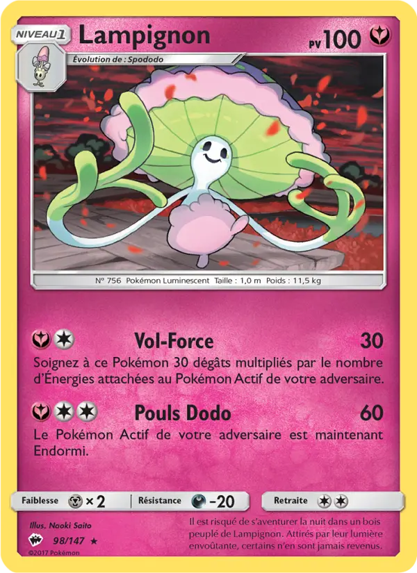 098/147 - Lampignon — Carte Pokémon Ombres Ardentes 98/147