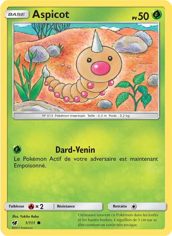 001/111 - Aspicot — Carte Pokémon Invasion Carmin 1/111