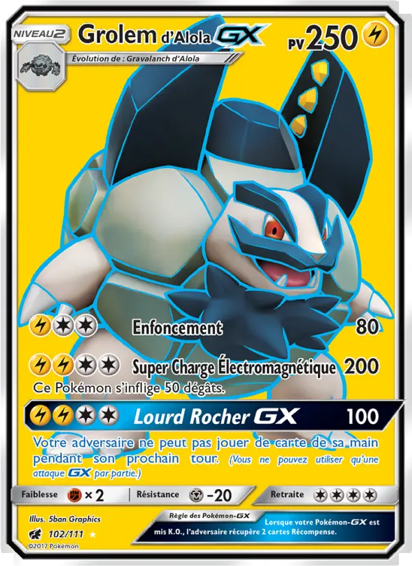 Grolem d’Alola GX — Carte Pokémon 102 Invasion Carmin