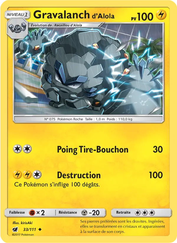 033/111 - Gravalanch d’Alola — Carte Pokémon Invasion Carmin 33/111