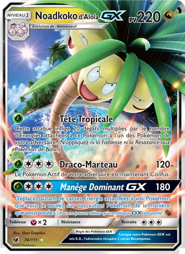 Noadkoko d’Alola GX — Carte Pokémon 74 Invasion Carmin