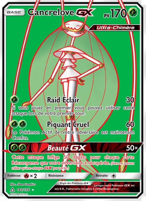 140/156 - Cancrelove GX — Carte Pokémon Ultra-Prisme 140/156