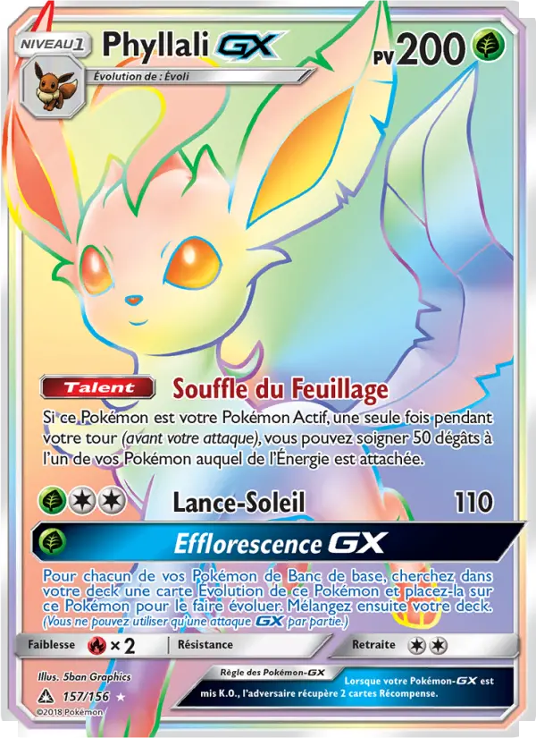 157/156 - Phyllali GX — Carte Pokémon Ultra-Prisme 157/156