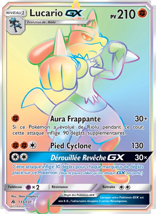 Lucario GX — Carte Pokémon 135 Lumière Interdite