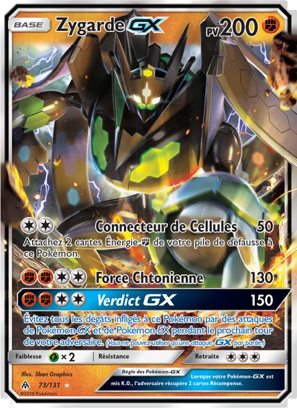 073/131 - Zygarde GX — Carte Pokémon Lumière Interdite 73/131