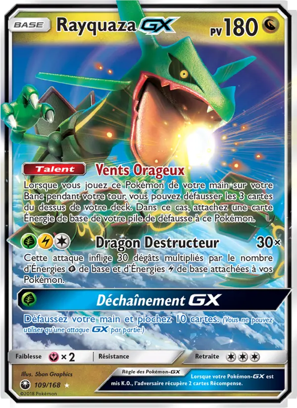 Rayquaza GX — Carte Pokémon 109 Tempête Céleste