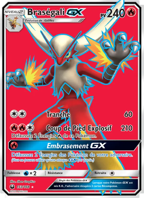 153/168 - Braségali GX — Carte Pokémon Tempête Céleste 153/168
