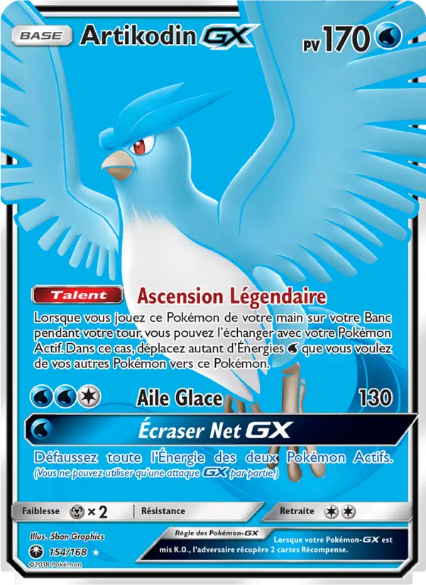 154/168 - Artikodin GX — Carte Pokémon Tempête Céleste 154/168