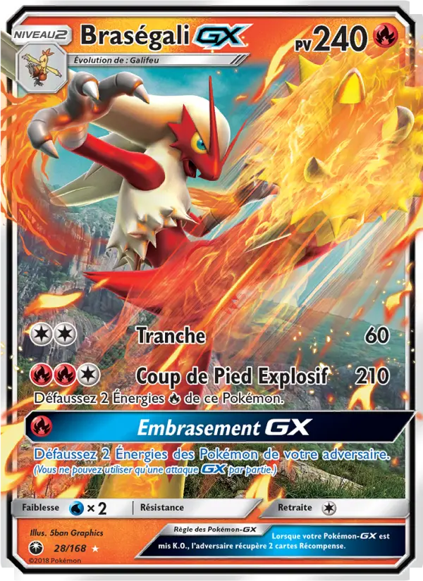 028/168 - Braségali GX — Carte Pokémon Tempête Céleste 28/168