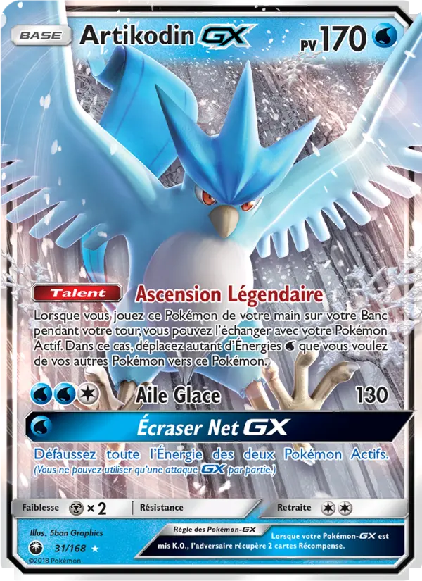 031/168 - Artikodin GX — Carte Pokémon Tempête Céleste 31/168