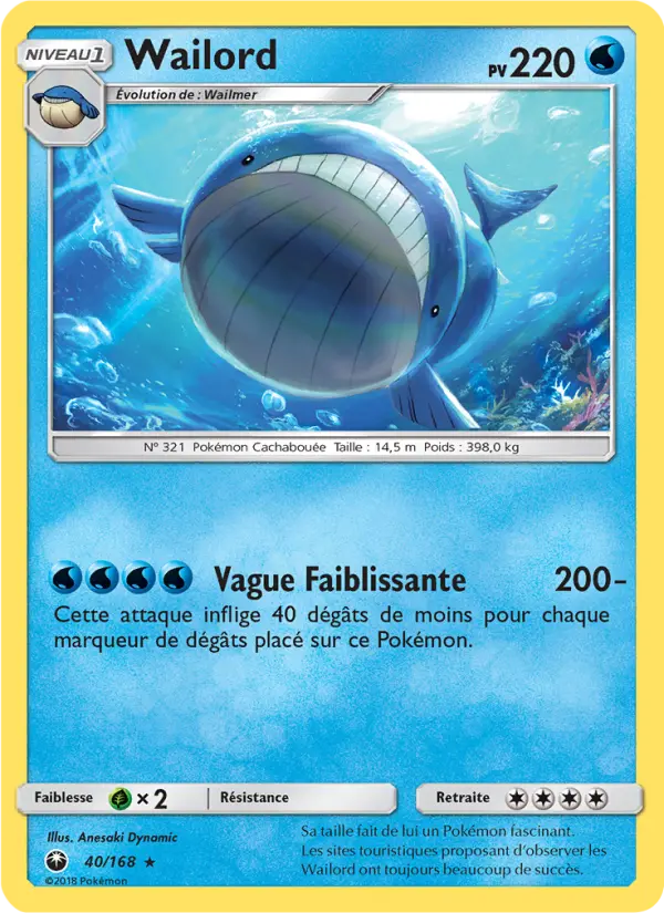 040/168 - Wailord — Carte Pokémon Tempête Céleste 40/168