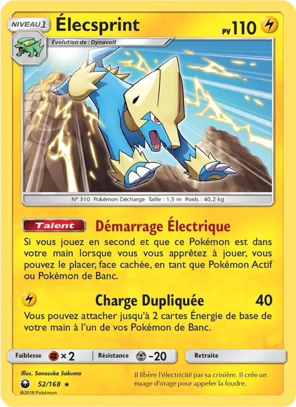 052/168 - Élecsprint — Carte Pokémon Tempête Céleste 52/168