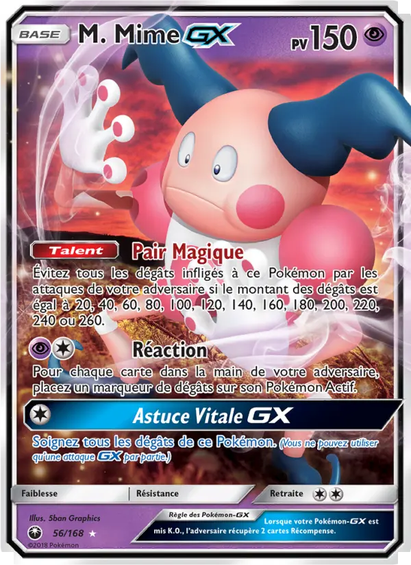 056/168 - M. Mime GX — Carte Pokémon Tempête Céleste 56/168