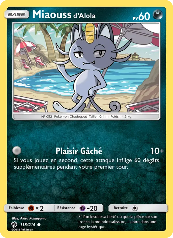 118/214 - Miaouss d’Alola — Carte Pokémon Tonnerre Perdu 118/214