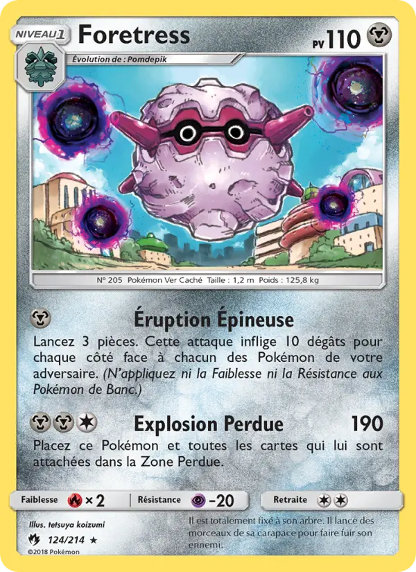 124/214 - Foretress — Carte Pokémon Tonnerre Perdu 124/214