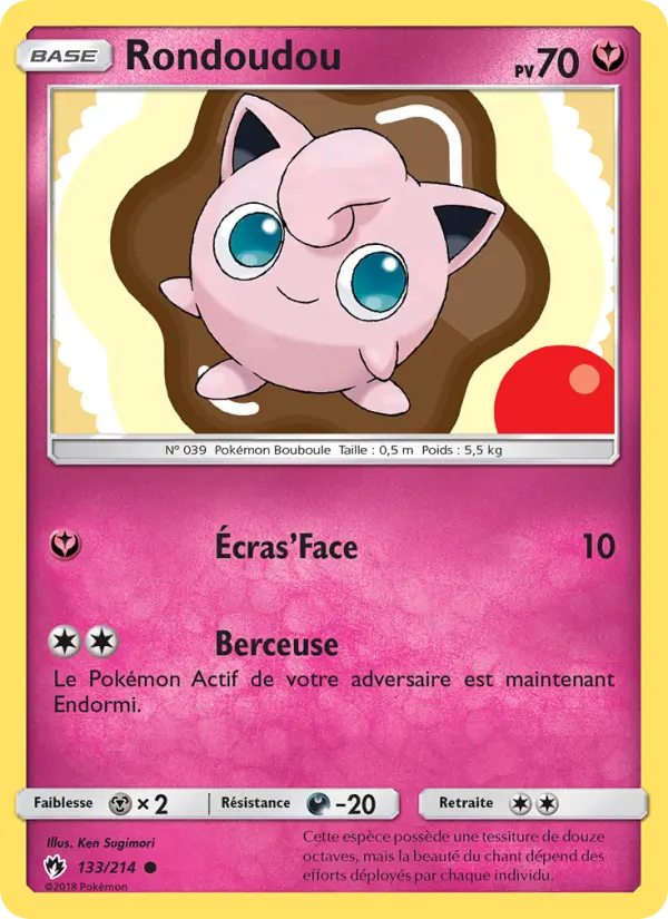 133/214 - Rondoudou — Carte Pokémon Tonnerre Perdu 133/214