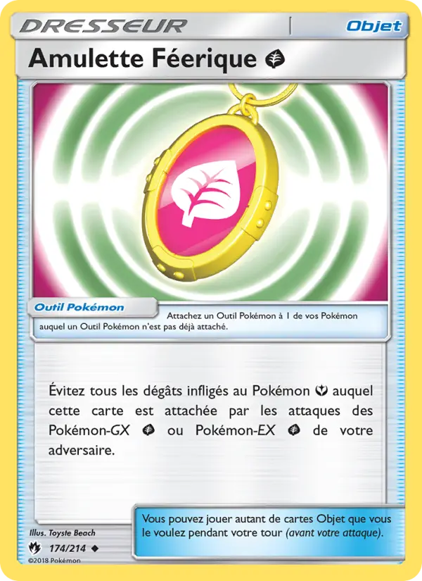 174/214 - Amulette Féerique Grass — Carte Pokémon Tonnerre Perdu 174/214