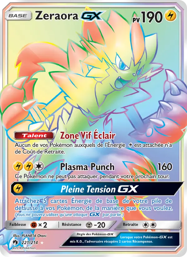 Zeraora GX — Carte Pokémon 221 Tonnerre Perdu