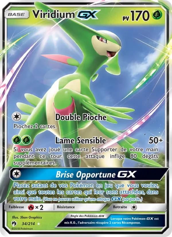 034/214 - Viridium GX — Carte Pokémon Tonnerre Perdu 34/214