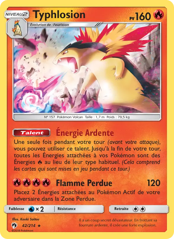042/214 - Typhlosion — Carte Pokémon Tonnerre Perdu 42/214