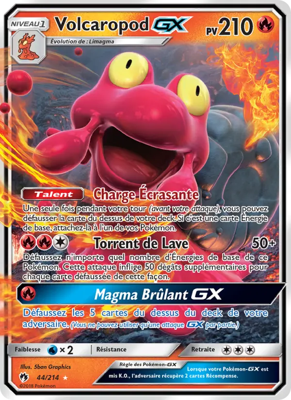 Volcaropod GX — Carte Pokémon 44 Tonnerre Perdu