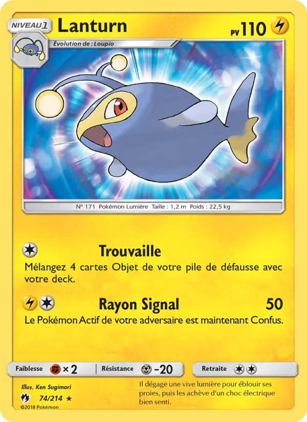 074/214 - Lanturn — Carte Pokémon Tonnerre Perdu 74/214
