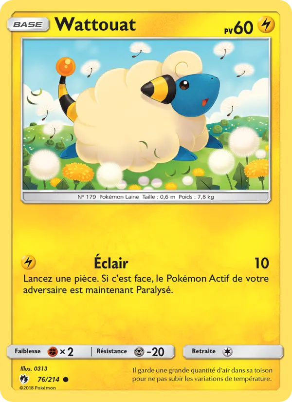 076/214 - Wattouat — Carte Pokémon Tonnerre Perdu 76/214