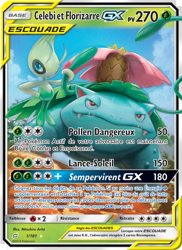 001/181 - Celebi et Florizarre GX — Carte Pokémon Duo de Choc 1/181