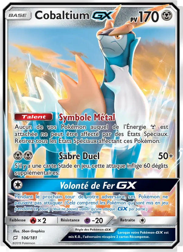 106/181 - Cobaltium GX — Carte Pokémon Duo de Choc 106/181