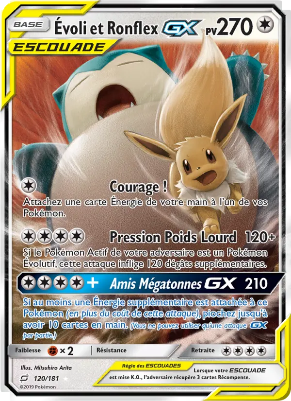 120/181 - Évoli et Ronflex GX — Carte Pokémon Duo de Choc 120/181