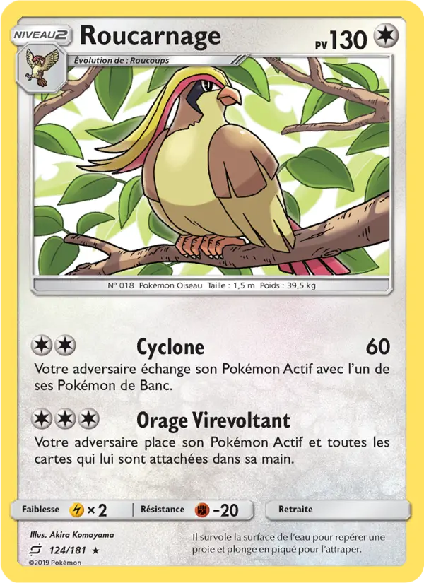 124/181 - Roucarnage — Carte Pokémon Duo de Choc 124/181