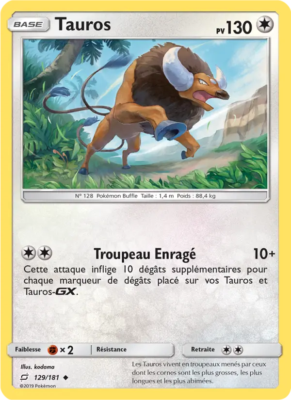 Tauros — Carte Pokémon 129 Duo de Choc