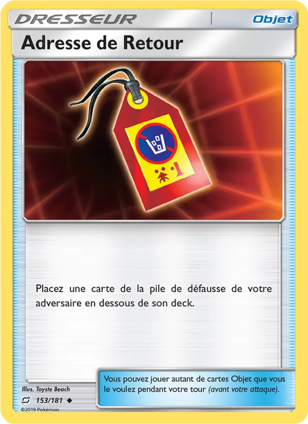 153/181 - Adresse de Retour — Carte Pokémon Duo de Choc 153/181