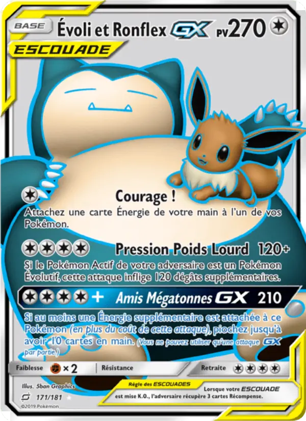 171/181 - Évoli et Ronflex GX — Carte Pokémon Duo de Choc 171/181