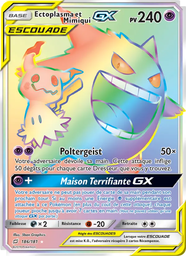 Ectoplasma et Mimiqui GX — Carte Pokémon 186 Duo de Choc