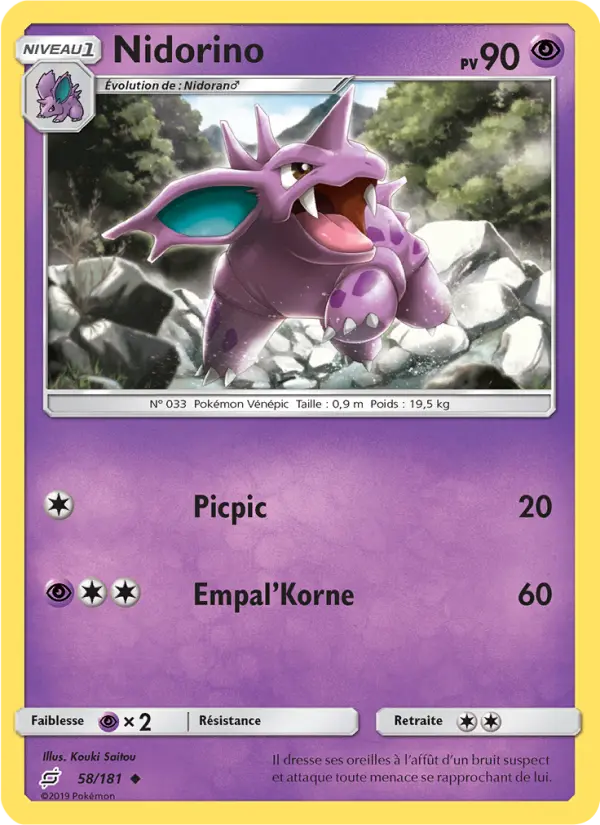 058/181 - Nidorino — Carte Pokémon Duo de Choc 58/181
