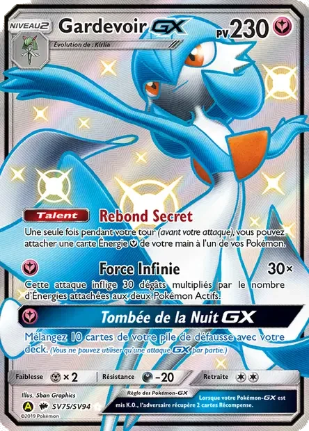 SV75/094 - Gardevoir GX — Carte Pokémon Destinées Occultes Coffre Étincelant SV75/94
