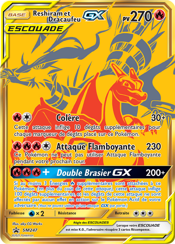 Reshiram et Dracaufeu GX SM247 - Promos Soleil & Lune - Carte Pokémon