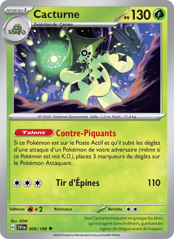 006/198 - Cacturne — Carte Pokémon Écarlate et Violet 006/198