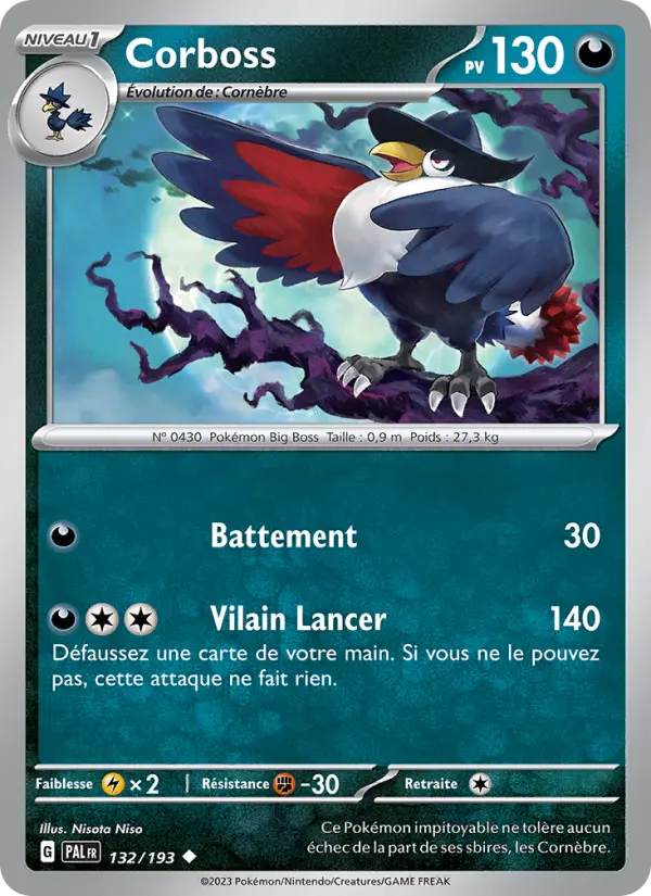 132/193 - Corboss — Carte Pokémon Évolutions à Paldea 132/193