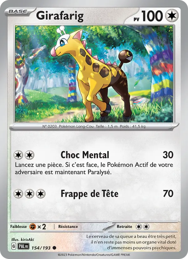 154/193 - Girafarig — Carte Pokémon Évolutions à Paldea 154/193
