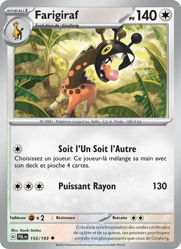 Farigiraf — Carte Pokémon 155 Évolutions à Paldea