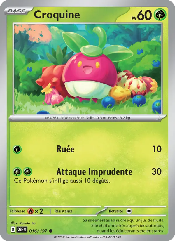Croquine — Carte Pokémon 016 Flammes Obsidiennes