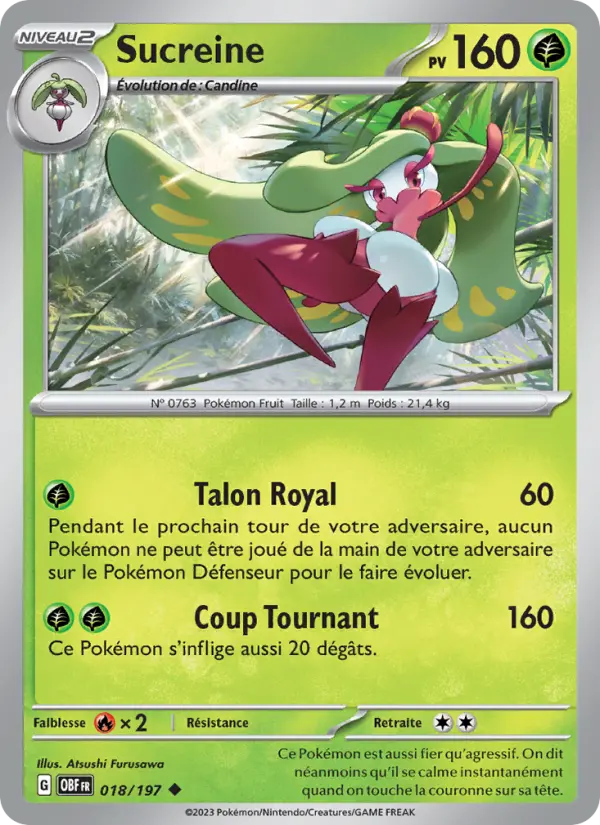 018/197 - Sucreine — Carte Pokémon Flammes Obsidiennes 018/197