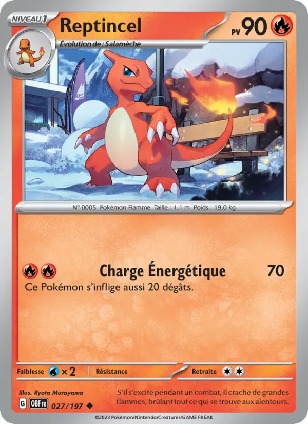 027/197 - Reptincel — Carte Pokémon Flammes Obsidiennes 027/197