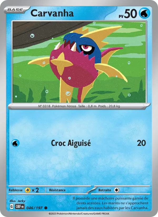 046/197 - Carvanha — Carte Pokémon Flammes Obsidiennes 046/197